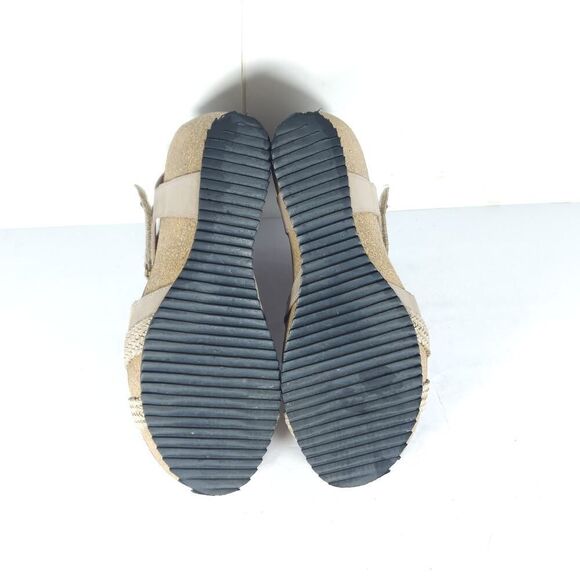 Taos Women’s Julia US9-9,5 Beige Leather Woven Cork Wedge Strappy Sandals - Picture 10 of 16
